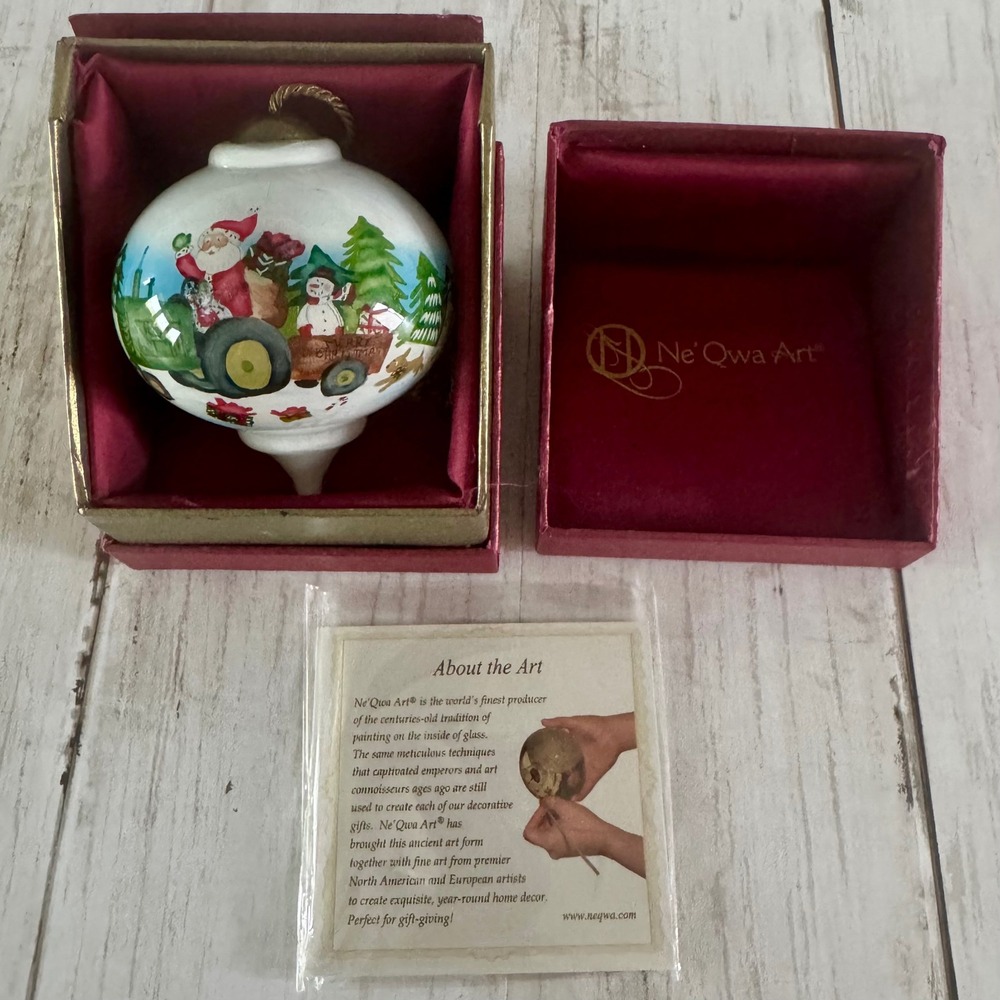 Ne'Qwa Art Santa's Tree Farm Glass Ornament Susan Winget 7171145 Hand Painted